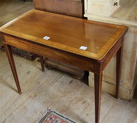 George III mahogany and satinwood banded card table(-)